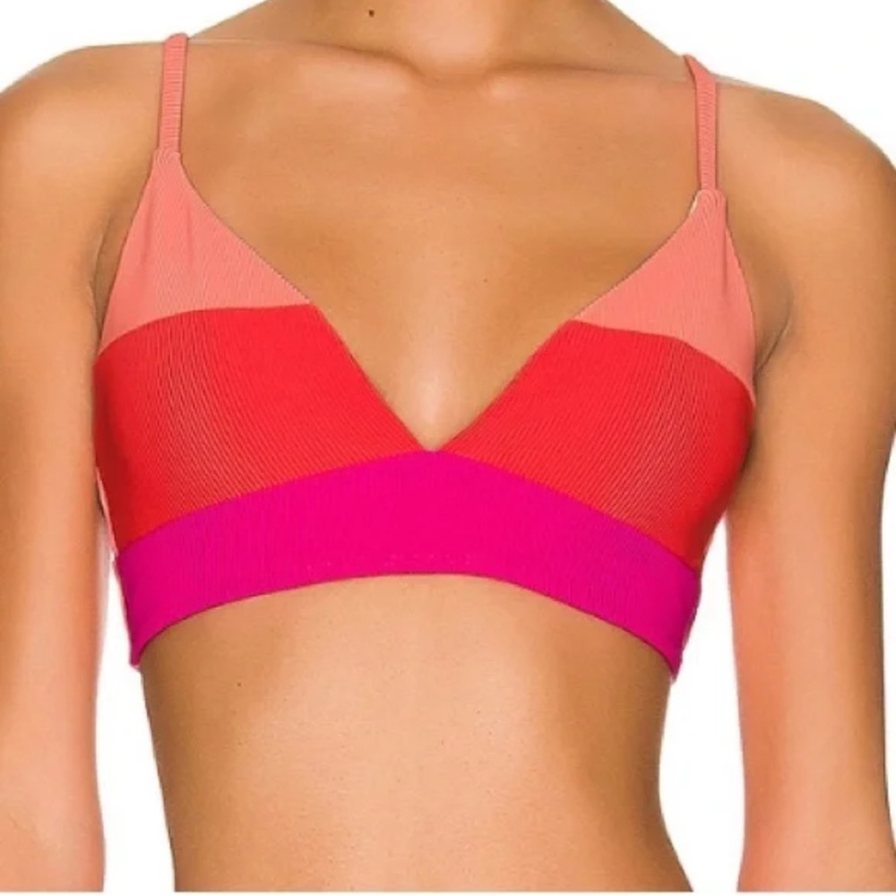 Beach Riot Coral Ribbed Bandeau